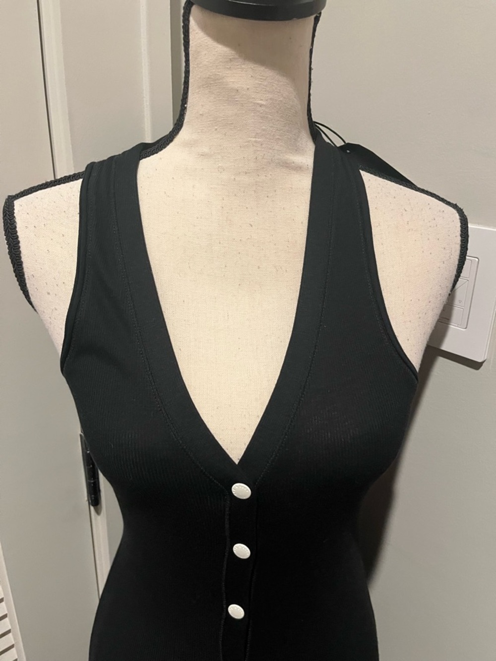 rag & bone Black Ribbed Midi Tank Dress